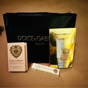 Dolce & Gabbana Black Cosmetic Pouch with Gold Logo